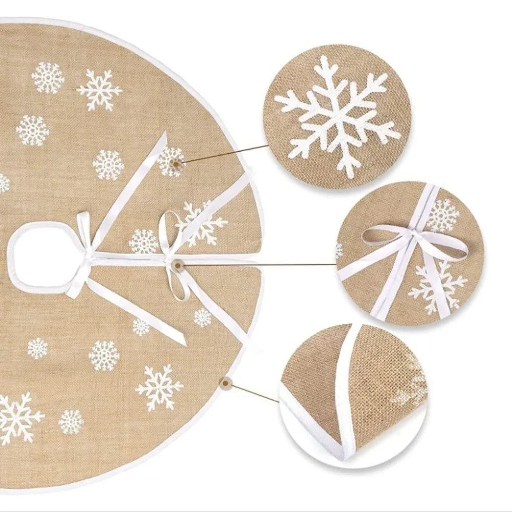 Rustic Burlap Christmas Tree Skirt – 48” Snowflake Farmhouse Style – NWT - Picture 7 of 12